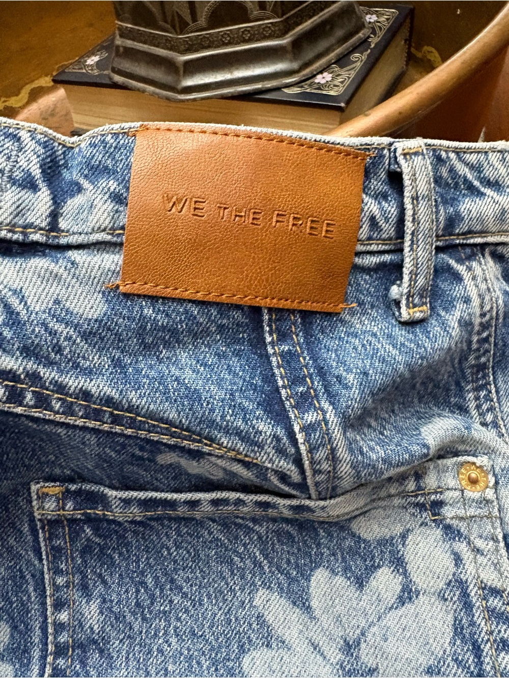 We The Free Blue Floral-Print Relaxed Jeans - Picture 3 of 4
